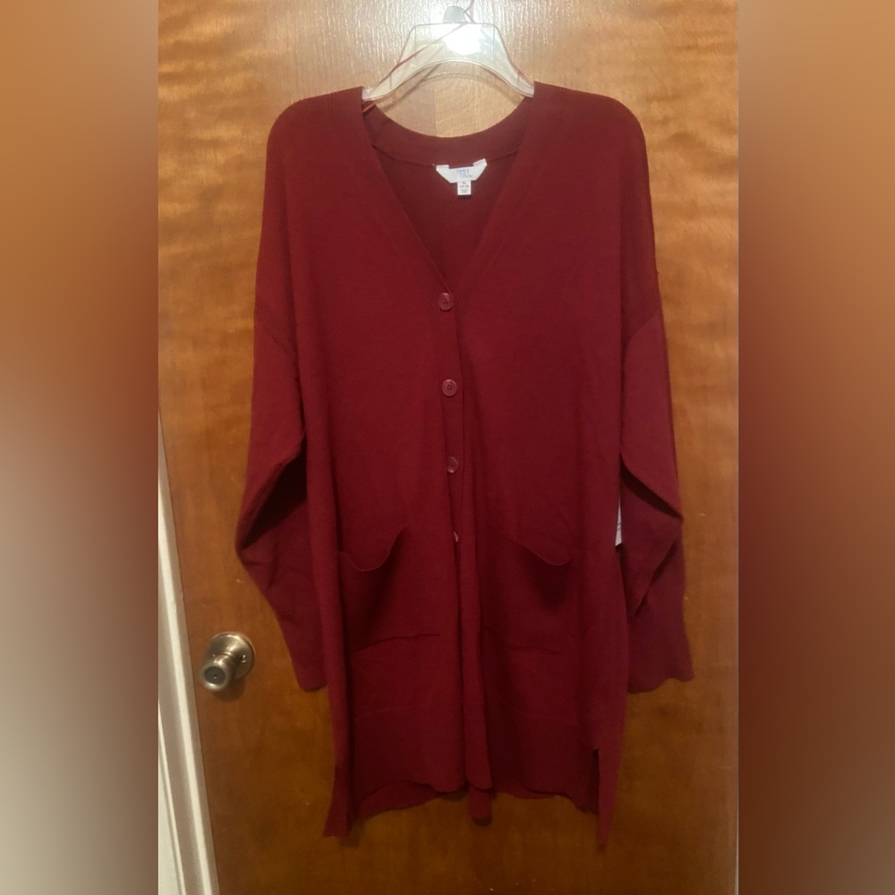 NWT Long Burgundy Cardigan